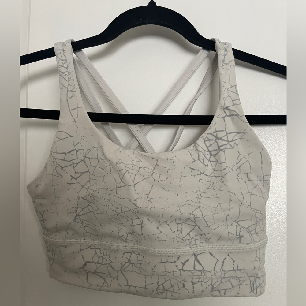 lululemon energy longline bra - size 4 - marbled pattern -light use